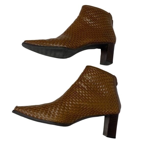 Stuart Weitzman woven leather brown boots booties 9 m - Picture 11 of 11